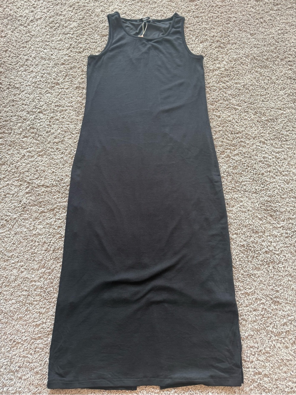 NWT Quince Tencel Rib Knit Sleeveless Dress, Black, Sz Large